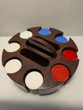 1960s Vintage Bakelite Poker Chip Caddy with Chips