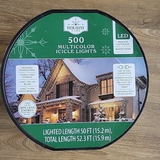 Holiday Time 500 CT Multicolor LED Icicle Lights White Wire Christmas Decor NEW