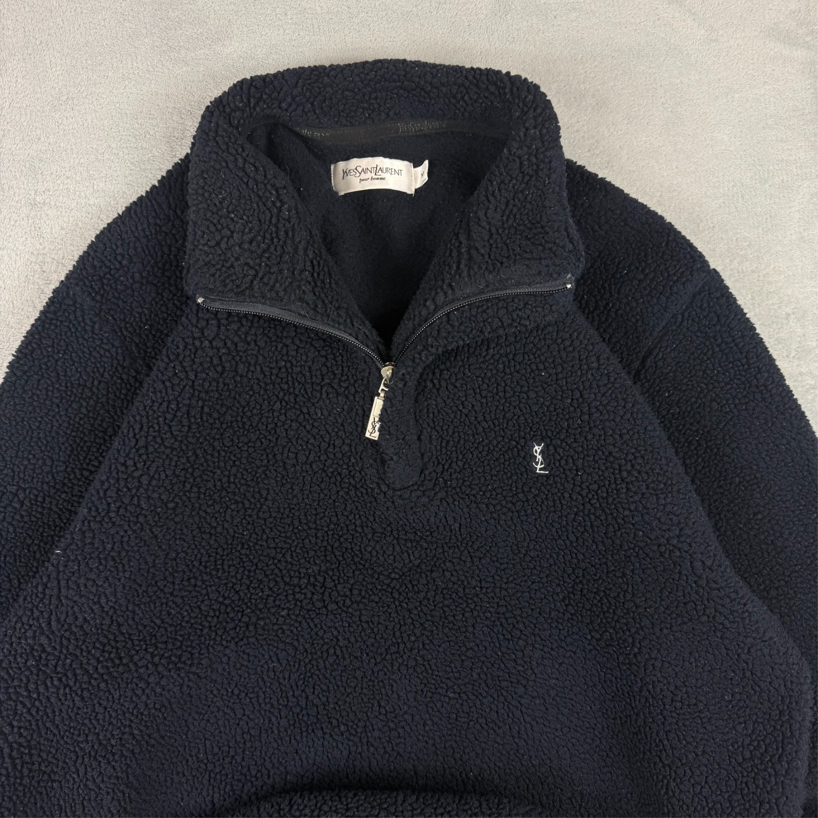 Vintage Yves Saint Laurent YSL 1990s Black Fleece Medium 1/4 Quarter Zip Jumper image 5
