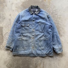 Vintage 70s Thrashed Faded Sears Work N' Leisure Four Pocket Denim Chore Coat XL