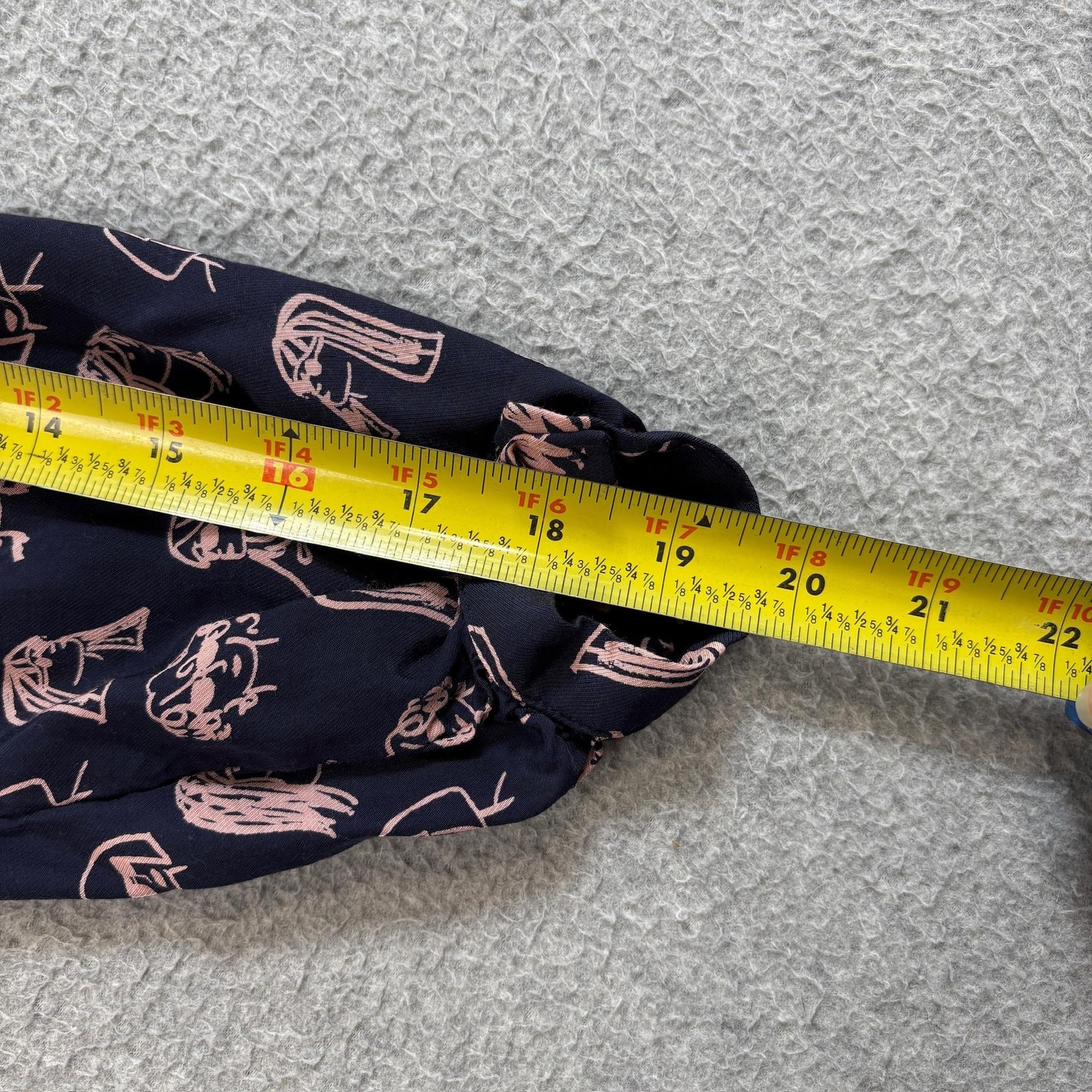 Boden Shirt Women 8 UK 12 Button Blue Faces Long Sleeve Top Shirt Art Novelty