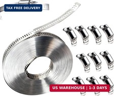 Hose Clamp Kit,12 FT 304 Stainless Steel, Cut-to-Size with 10 Heavy Duty Fastene
