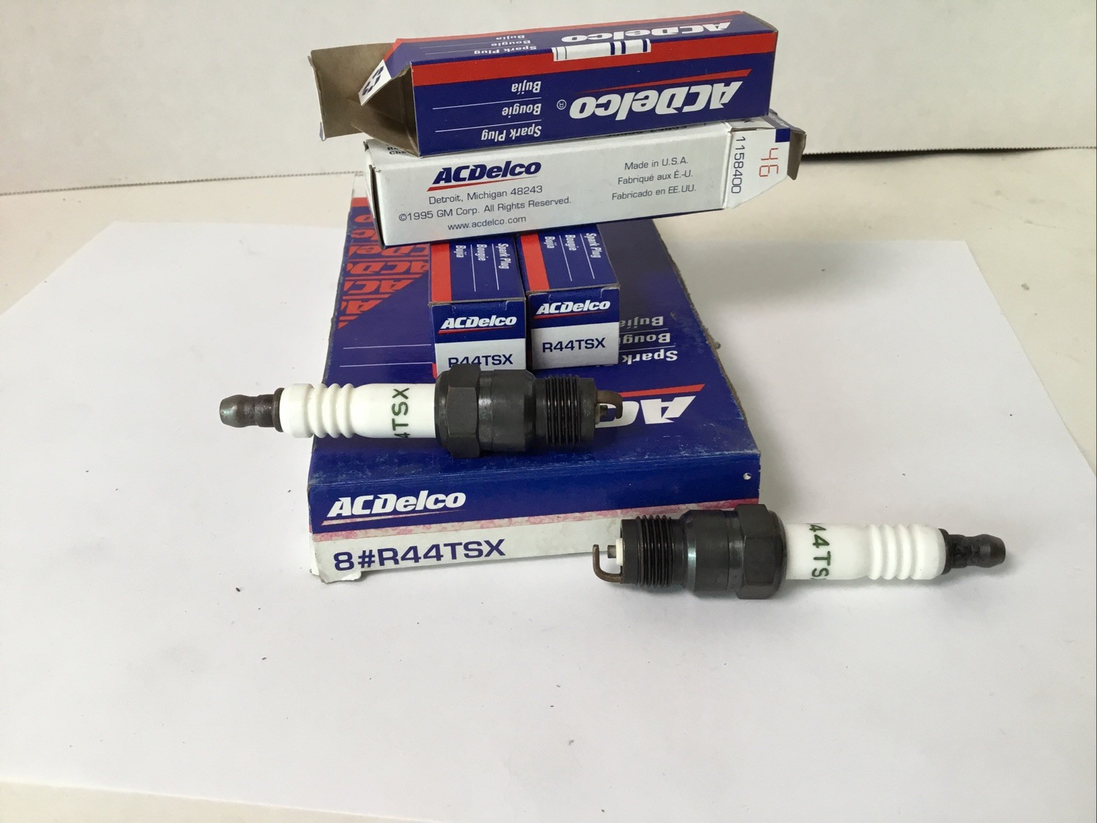 NOS AC Delco R44TSX  Box Of 8 Unused Spark Plugs.