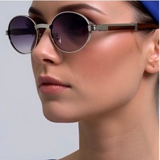 Oval Sunglasses Black Gradient Lenses Silver Frame Women Retro Shades Gafas New