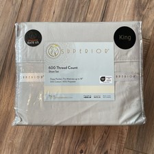 SUPERIOR King 600 Thread Count Cotton Blend Deep-Pocket Sheet Set Platinum Color