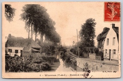 Vintage 1907 WIZERNES France River de l'Aa Scenic Postcard B.F. Paris B279