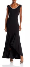 Xscape Rhinestone Embellished Neck Cutout Scuba Gown NWOT Size 6 Black