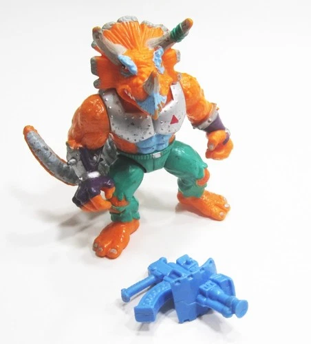 TRICERATON Teenage Mutant Ninja Turtles Action Figure Vintage 1990 With Gun