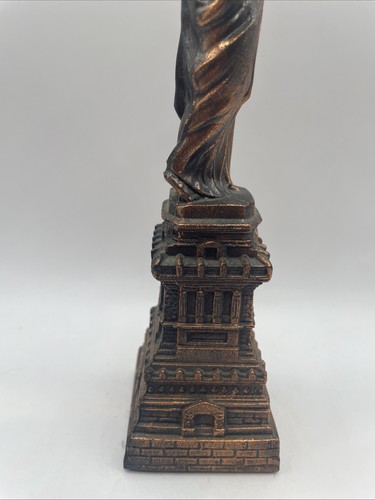 Vintage Metall Miniatur Gebäude Souvenir 9 1/2" Freiheitsstatue Bronze - Bild 4 von 11