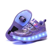 Roller Shoes Girls Sneakers USB Rechargeable 2 Wheels Shoes Roller ... Fast Ship