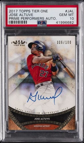 2017 TOPPS TIER ONE PRIME PERFORMERS AUTO #JAL JOSE ALTUVE PSA 10 AUTO