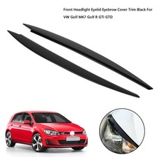 Front Headlight Eyelid Eyebrow Cover Trim Black For Vw Golf Mk7 Golf R Gti Gtd