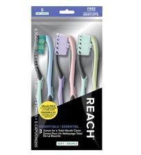 Reach Essentials Toothbrush with 6 Count Pack of 1 , Multicolor