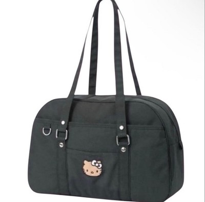 Avail Tanned Hello Kitty Boston Bag Black Polyester 27x41cm New Unused