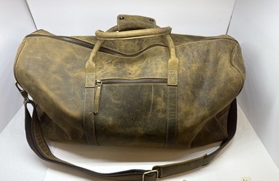 KomalC Leather Travel Duffel Bag Mens Womens Crossbody  Leather Overnight Sports