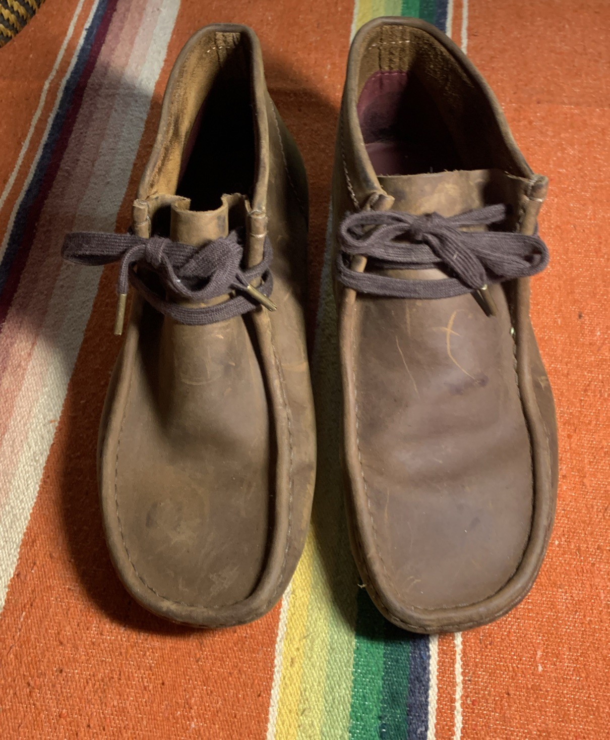 SAOLA Clarks Originals Wallabee uomo 9 stivali pelle cerata marrone suola gomma chukka