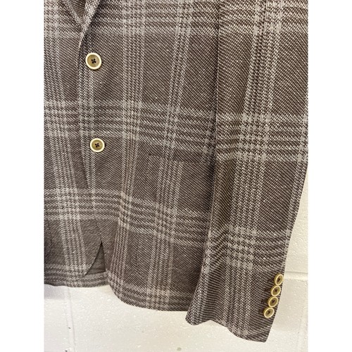 Manteau de sport coton neuf 895 $ Eleventy taille us 40 eu 50 marron à carreaux imprimé - Photo 2 sur 8