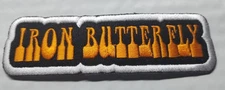Embroidered Iron Butterfly Band orange Patch approx 1.5x4.25"