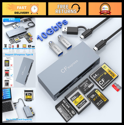 8-in-1 CFexpress Type B Card Reader, 10Gbps Multi Memory Card Adapter for SD/TF/