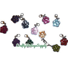 10pcs dog paw print charms glitter enamel diy beads jewelry charm pendant