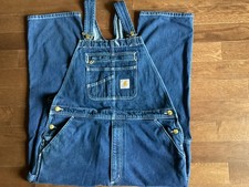 Carhartt Denim Loose Fit Workwear Bib Farm Overalls Cotton 38x28
