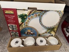 Sakura 20 Piece Stoneware Snow Angel Village Set By Debbie Mumm