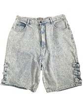 Vintage Stefano 80s Bows Acid Wash Jean Shorts High Rise Women s Tag Size 18