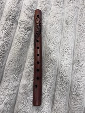 Hand Carved Wooden Flute With Bird Design