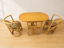 Vintage Daro Rattan Cane Dining Table & 2 Chairs Conservatory Bistro Set