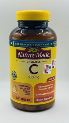 Nature Made Chewable Vitamin C 500mg Immune Support 150 Count Tablets Ex 09/2027