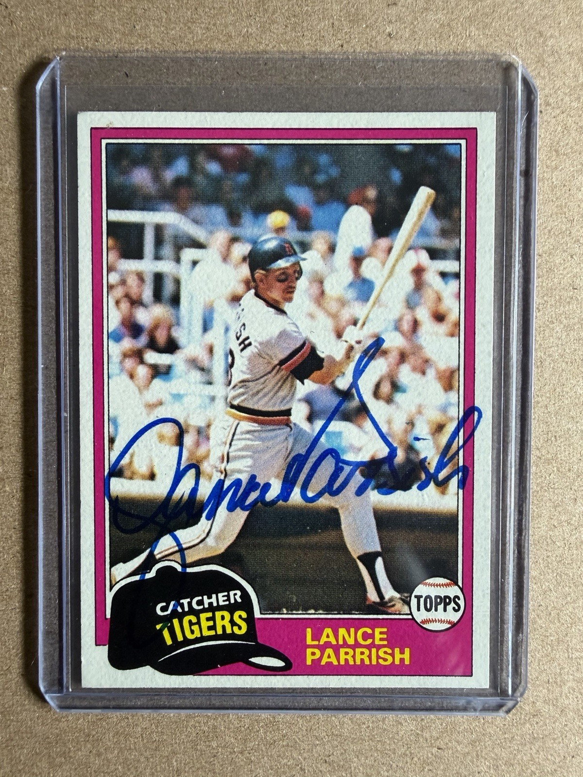 1981 Topps Lance Parrish #392 Autograph Detroit Tigers MLB Baseball Sports Card