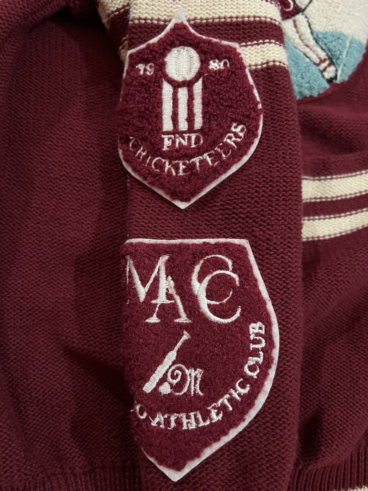 Found Fin Varsity Patch Collared Cardigan Sweater… - image 11