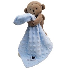 Child of Mine Carters Monkey Lovey Security Blanket I Love Mommy Blue Minky