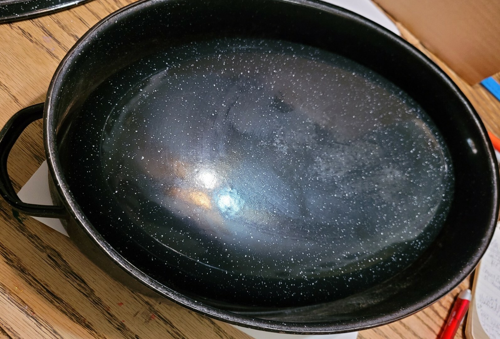 VINTAGE SAVORY ROASTING PAN 17” LARGE DBL WALLED BLACK ENAMEL WITH