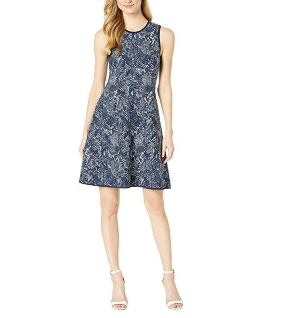 Abito Michael Michael Kors stampa serpente aderente e svasato taglia M $195 TINI {&}