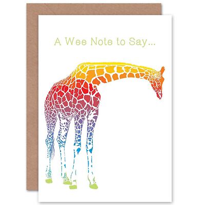 Eine kleine Notiz zu sagen mehrfarbige Giraffe Geburtstag leere Grußkarte mit Umschlag