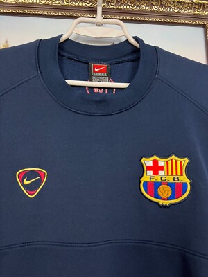 Vintage 90's Nike Barcelona Blue Football Sweatshirt Soccer