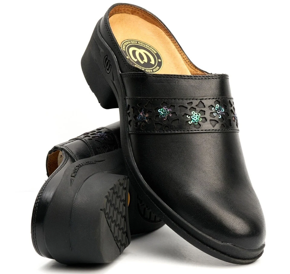 Damen Leder Paddock Reitschuhe Clog klassisch schwarz Absatz Freizeit Yard Schuhe Stiefel