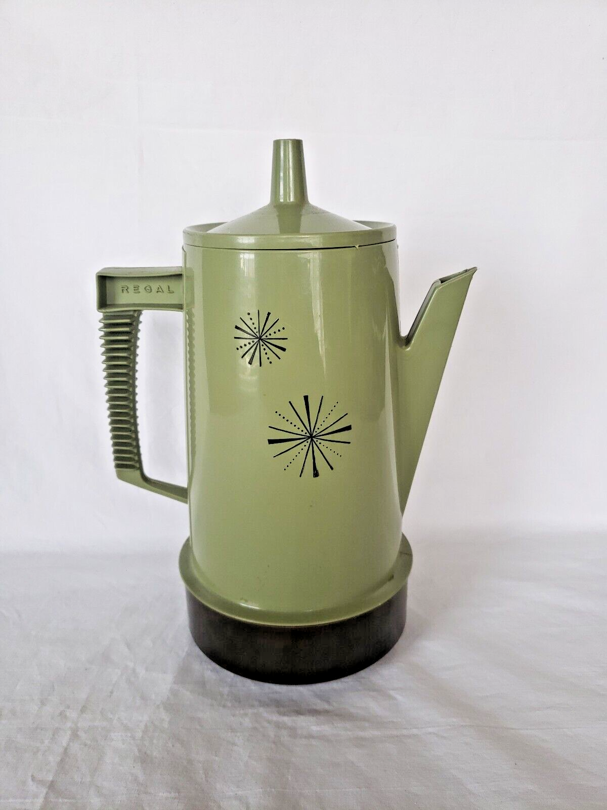 Regal Coffee Pot Poly Perk Green Starburst Electric Percolator MCM No