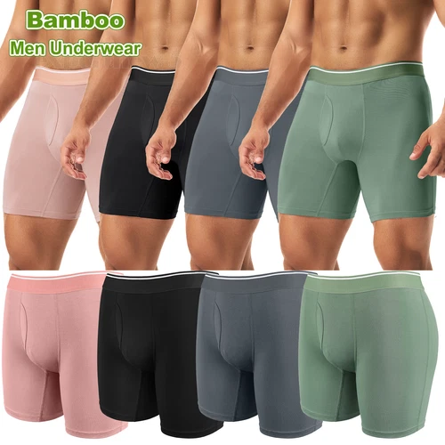 Herren Bambus Unterwäsche Boxershorts 4er Pack Soft Trunks Unterhosen Cool Boxershorts - Bild 1 von 18