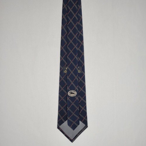 Roxy Tie Blue Longchamp Paris France Diamond Geometric Silk Italy Mens Neck Tie - Picture 8 of 10