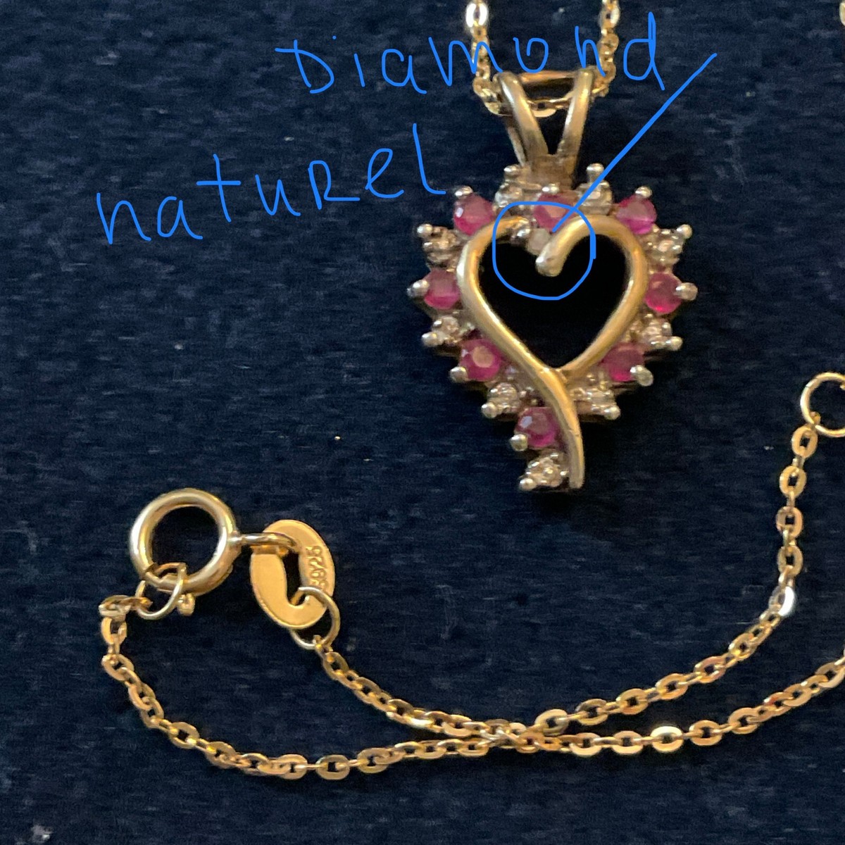 Pendentif Cœur Ancien En Or Et Argent Vermeil Avec Rubis Et Diamant - Occasion