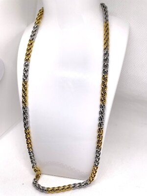 Two Tone Stainless Steel Wheat chain Necklace Unisex Sleek And Modern