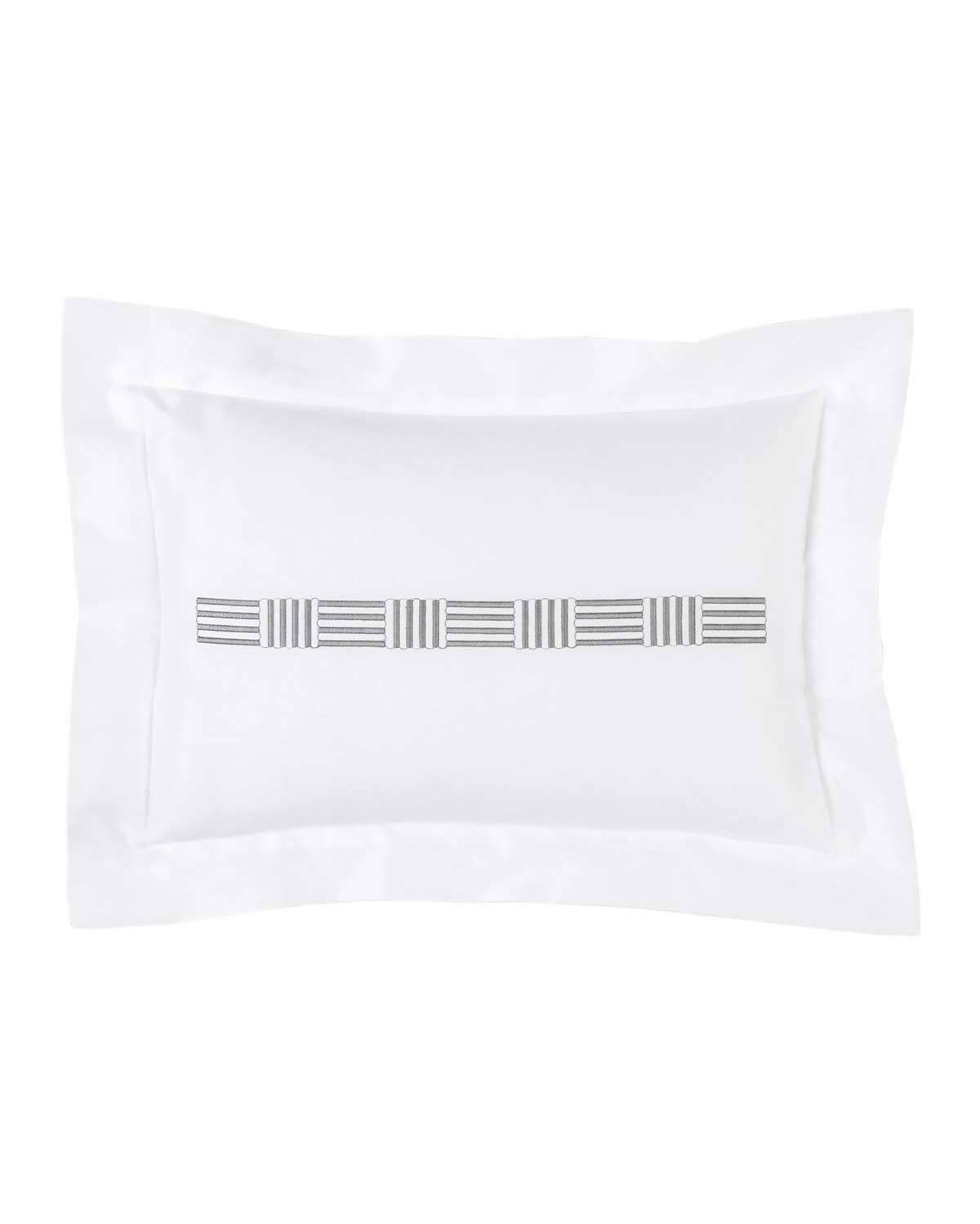Pratesi Up Down Hotel BOUDOIR PILLOW SHAM White SILVER GREY Embroidery