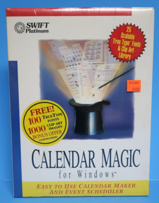 Calendar Magic for Windows PC Computer Program Software Swift Platinum IBM Cosmi