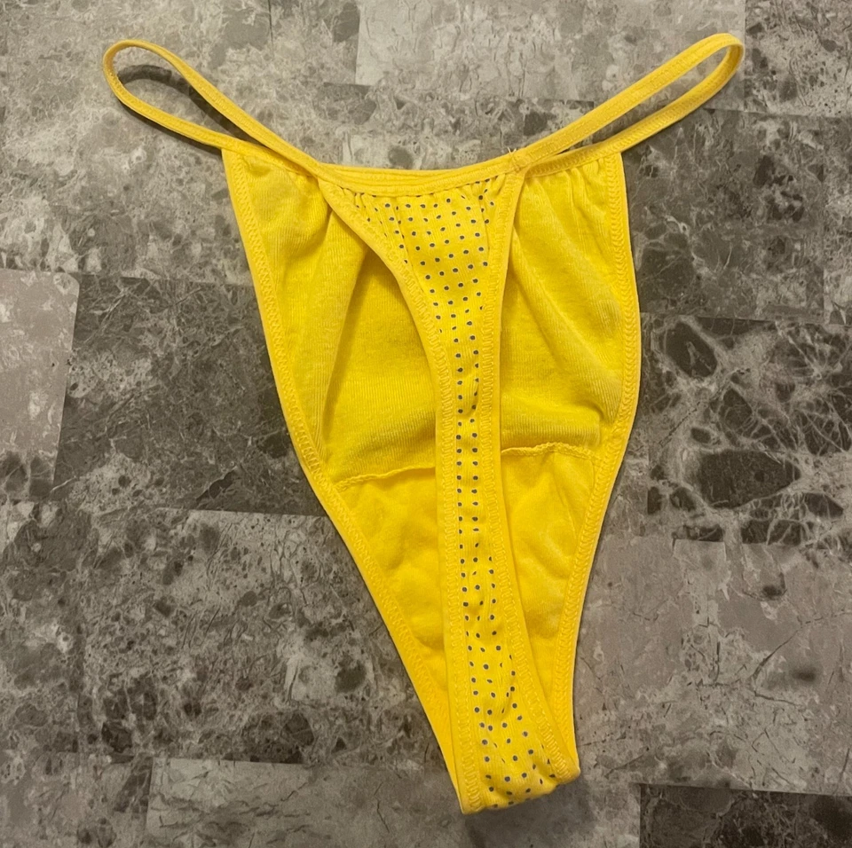 DISNEY WINNIE THE POOH AMARILLO AZUL LUNARES ALGODÓN VINTAGE RARO TANGA BRAGAS Foto 4 de 4