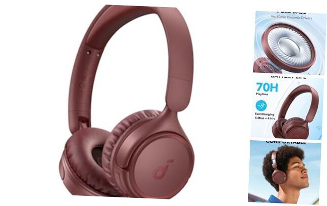 H30i Wireless On-Ear Foldable Headphones with Pure Bass 70H Playtime Red-image