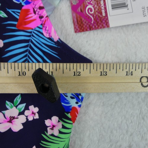 Kanu Surf Swimsuit Girls 14 Navy Blue Floral One Piece Off Shoulder Swimwear - Picture 9 of 12