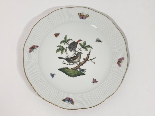 4x Herend Rothschild Bird Round Dinner Plates 25,5 cm 1x Crack - Picture 10 of 11