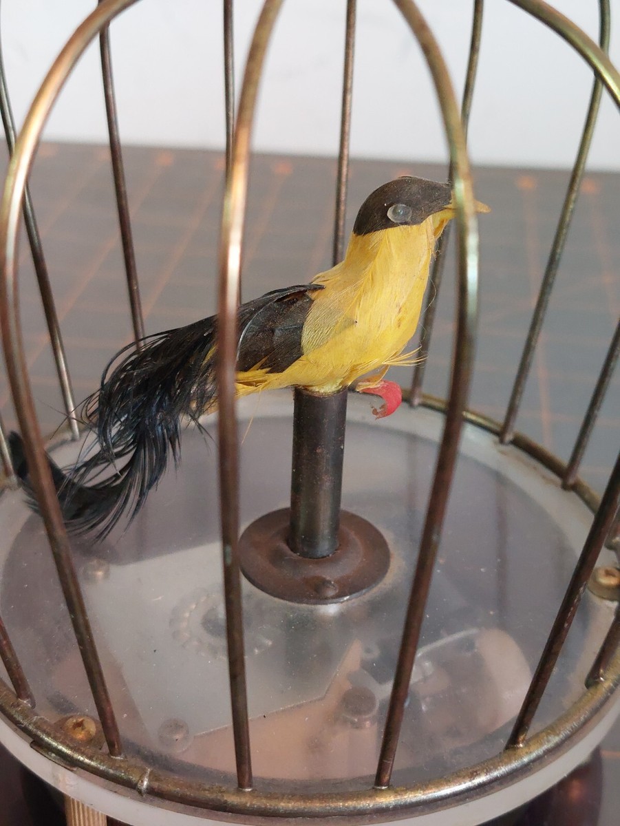 Singin’bird Vintage Singing Automation Bird In Brass Cage Music Box